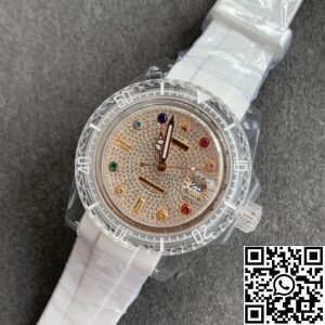 CH Custom Acrylic Clear Rolex Submariner Color Full Diamond Dial