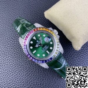 IPK Custom Rolex Submariner Rainbow Diamond Bezel Green Dial