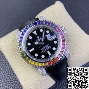 IPK Custom Rolex Submariner Rainbow Diamond Bezel Black Dial
