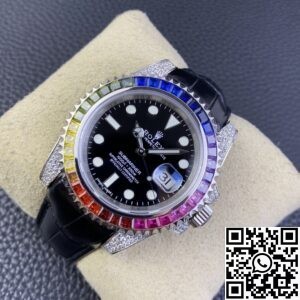 IPK Custom Rolex Submariner Rainbow Diamond Bezel Black Dial