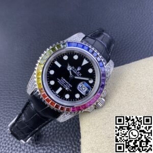 IPK Custom Rolex Submariner Rainbow Diamond Bezel Black Dial