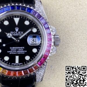 IPK Custom Rolex Submariner Rainbow Diamond Bezel Black Dial
