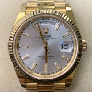 EW Factory Fake Rolex Day Date M228235 Silver Gray Dial Gold Watch