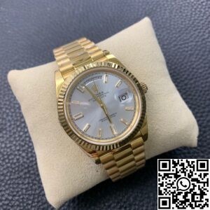 EW Factory Fake Rolex Day Date M228235 Silver Gray Dial Gold Watch