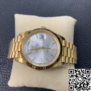 EW Factory Fake Rolex Day Date M228235 Silver Gray Dial Gold Watch