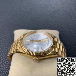 EW Factory Fake Rolex Day Date M228235 Silver Gray Dial Gold Watch
