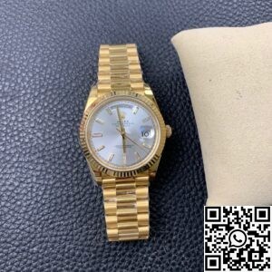 EW Factory Fake Rolex Day Date M228235 Silver Gray Dial Gold Watch