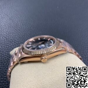 EW Factory Fake Rolex Day Date M228235 Black Dial Rose Gold Watch