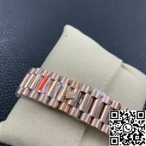 EW Factory Fake Rolex Day Date M228235 Black Dial Rose Gold Watch