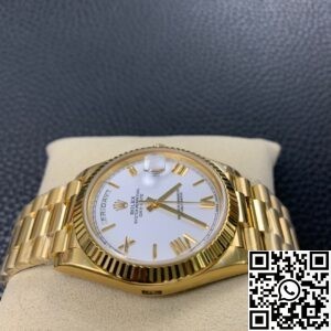 EW Factory Fake Rolex Day Date M228238-0042 White Dial Gold Watch
