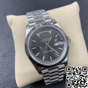 EW Factory Replica Rolex Day Date M228239-0002 Silver Ruled Dial