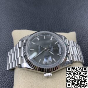 EW Factory Replica Rolex Day Date M228239-0002 Silver Ruled Dial