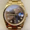EW Factory Replica Rolex Day Date M128238-0022 Brown Dial Ladies Gold Watch