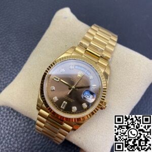 EW Factory Replica Rolex Day Date M128238-0022 Brown Dial Ladies Gold Watch