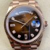 EW Factory Replica Rolex Day Date M128235-0037 Gradient Brown Dial Ladies Rose Gold Watch