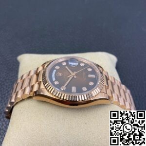 EW Factory Replica Rolex Day Date M128235-0037 Gradient Brown Dial Ladies Rose Gold Watch