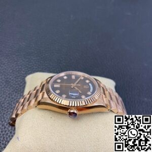EW Factory Replica Rolex Day Date M128235-0037 Gradient Brown Dial Ladies Rose Gold Watch