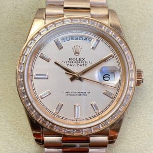 EW Factory Custom Rolex Day Date Rose Gold Diamond Watch