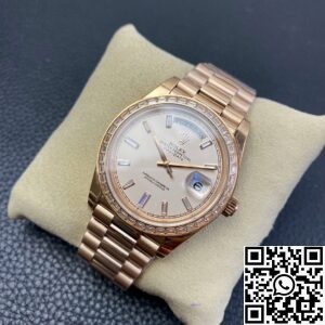 EW Factory Custom Rolex Day Date Rose Gold Diamond Watch