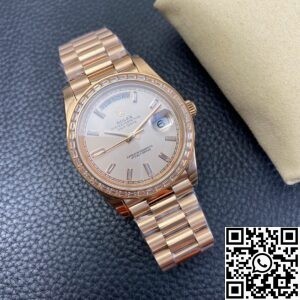 EW Factory Custom Rolex Day Date Rose Gold Diamond Watch