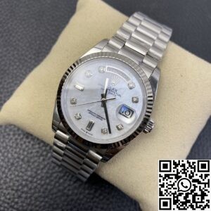 EW Factory Fake Rolex Day Date M128239-0007 White Mother-of-Pearl Dial
