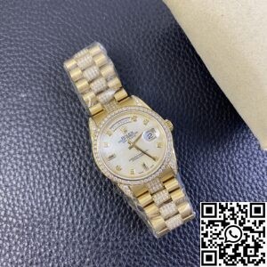 Iced Out Rolex Replica Day Date M128348RBR Gold Diamond