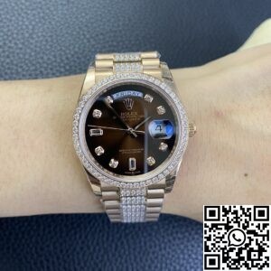 EW Factory Replica Rolex Day Date M218345RBR-0041 Rose Gold Watches