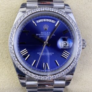 EW Factory Replica Rolex Day Date 228349RBR-0005 Blue Dial Diamond Watch