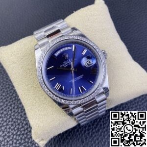 EW Factory Replica Rolex Day Date 228349RBR-0005 Blue Dial Diamond Watch
