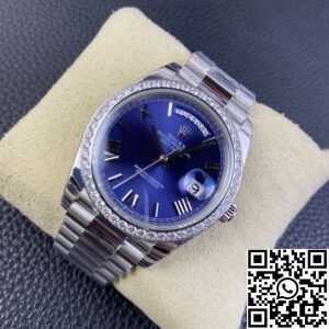 EW Factory Replica Rolex Day Date 228349RBR-0005 Blue Dial Diamond Watch