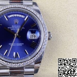 EW Factory Replica Rolex Day Date 228349RBR-0005 Blue Dial Diamond Watch