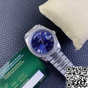 EW Factory Replica Rolex Day Date 228349RBR-0005 Blue Dial Diamond Watch
