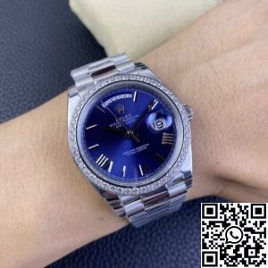 EW Factory Replica Rolex Day Date 228349RBR-0005 Blue Dial Diamond Watch