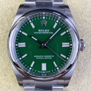 Clean Factory Replica Rolex Oyster Perpetual M126000-0005 Green Dial Watches