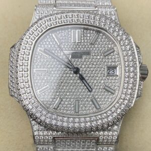R8 Factory Fake Patek Philippe Nautilus 5711 Full Diamond Watch