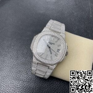 R8 Factory Fake Patek Philippe Nautilus 5711 Full Diamond Watch