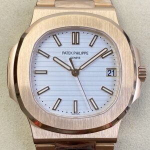 PPF Factory Fake Patek Philippe Nautilus 5711R White Dial Rose Gold Watches
