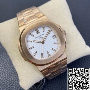 PPF Factory Fake Patek Philippe Nautilus 5711R White Dial Rose Gold Watches