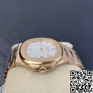PPF Factory Fake Patek Philippe Nautilus 5711R White Dial Rose Gold Watches