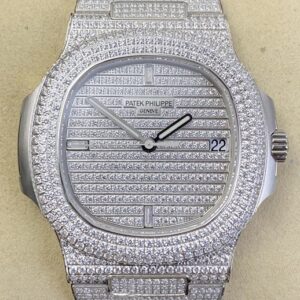PPF Factory Fake Patek Philippe Nautilus 5719/1G-001 Full Diamond Watch
