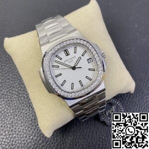 PPF Factory Replica Patek Philippe Nautilus 5711 White Dial Diamond Bezel Watches