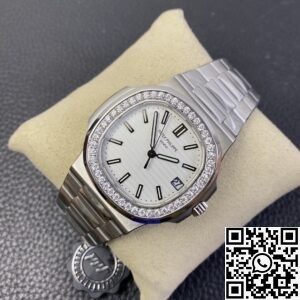 PPF Factory Replica Patek Philippe Nautilus 5711 White Dial Diamond Bezel Watches