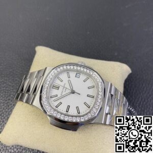 PPF Factory Replica Patek Philippe Nautilus 5711 White Dial Diamond Bezel Watches