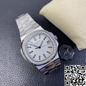 PPF Factory Replica Patek Philippe Nautilus 5711 White Dial Diamond Bezel Watches