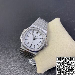 PPF Factory Replica Patek Philippe Nautilus 5711 White Dial Diamond Bezel Watches