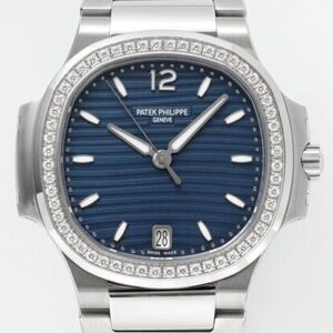 PPF Factory Replica Patek Philippe Nautilus 7118/1200A-001 Blue Dial Diamond Bezel