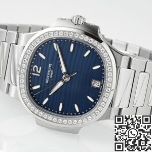 PPF Factory Replica Patek Philippe Nautilus 7118/1200A-001 Blue Dial Diamond Bezel