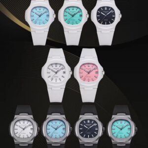 AET Custom Patek Philippe Nautilus Gradient Black Ceramic White Dial