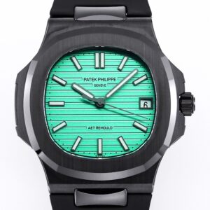 AET Custom Patek Philippe Nautilus Green Dial Black Ceramic Case