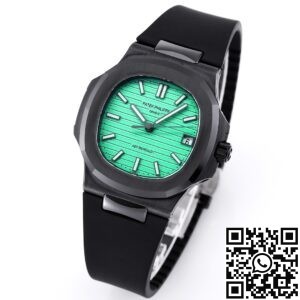 AET Custom Patek Philippe Nautilus Green Dial Black Ceramic Case